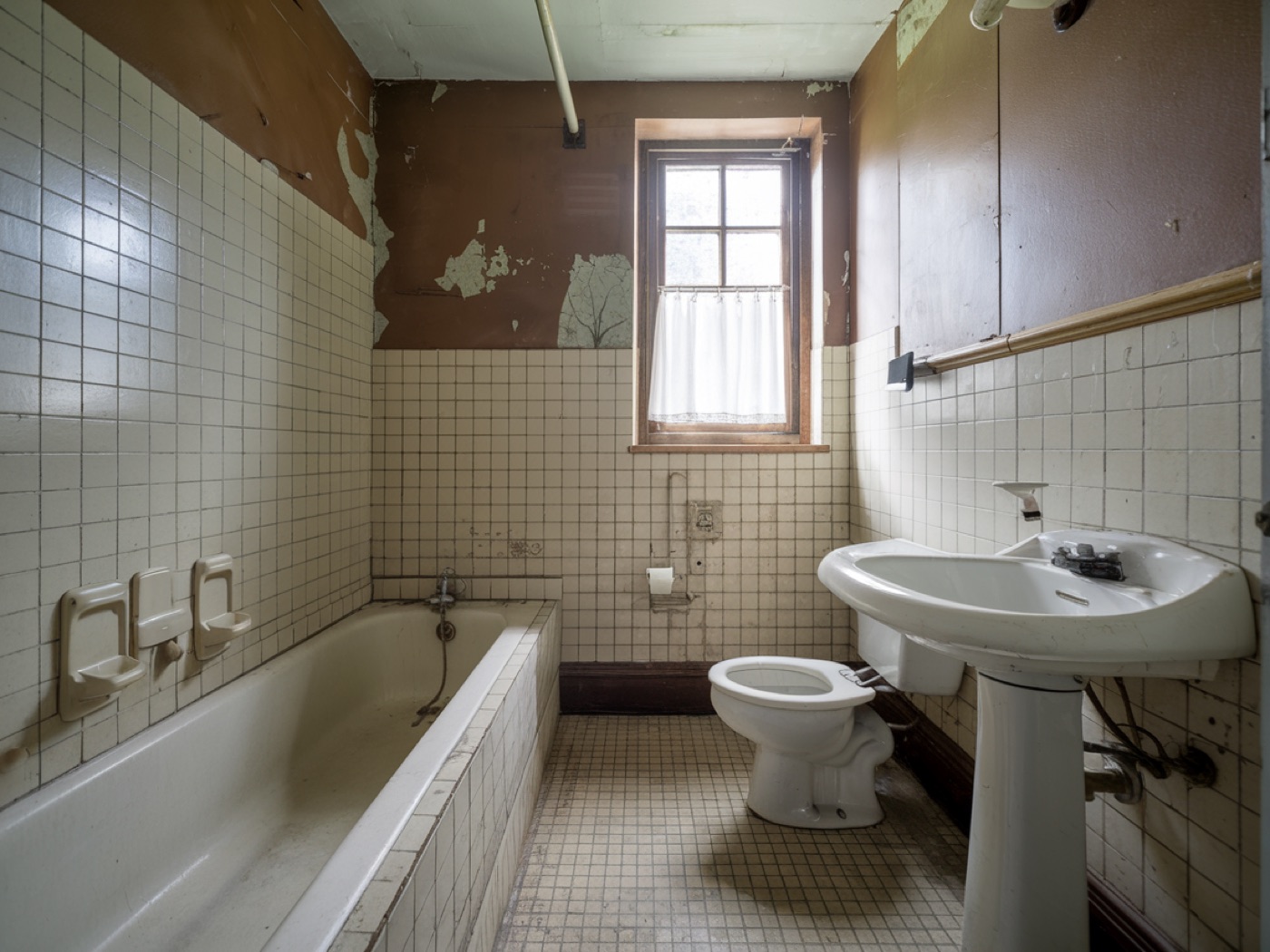 Before — old, leaking pipework